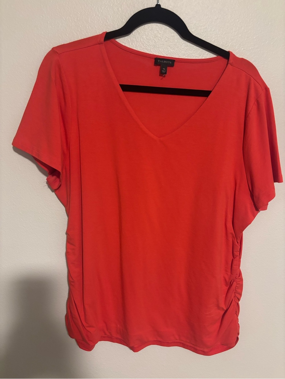 Talbots Coral V-Neck Short Sleeve Top